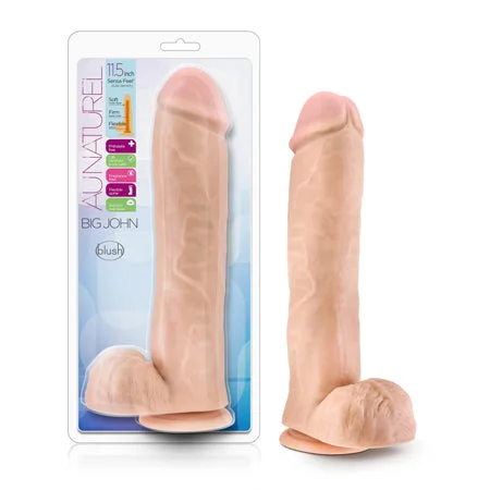 penis-strength-tips-daily-Blush Au Naturel Big John 11.5 in. Posable Dual Density Dildo with Balls & Suction Cup Beige