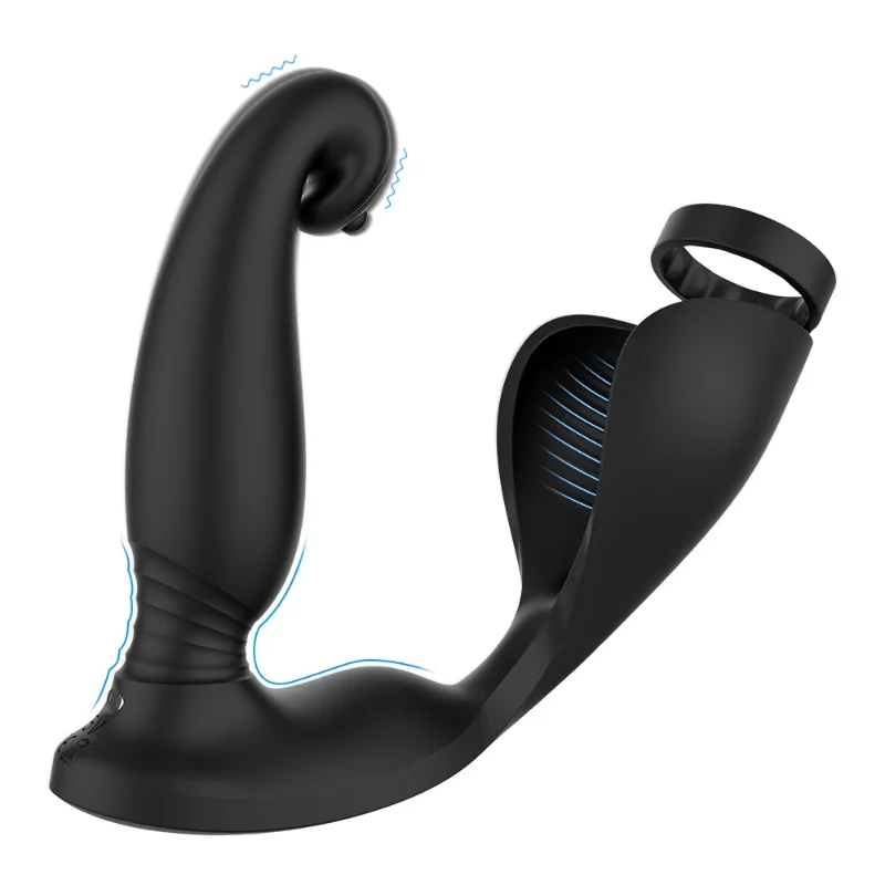 anal toys with extra curves-AdultLuxe Triple Targeter 3 in 1 Prostate Massager + Cock Ring with Remote