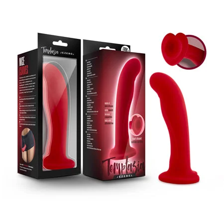 penis-health-for-teenagers-Blush Temptasia Jezebel 6 in. Curved Silicone Dildo with Heart-Shaped Suction Cup Crimson