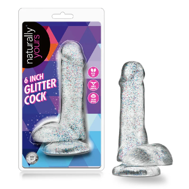 cock ring striking style-Naturally Yours 6" Glitter Cock Sparkling Clear