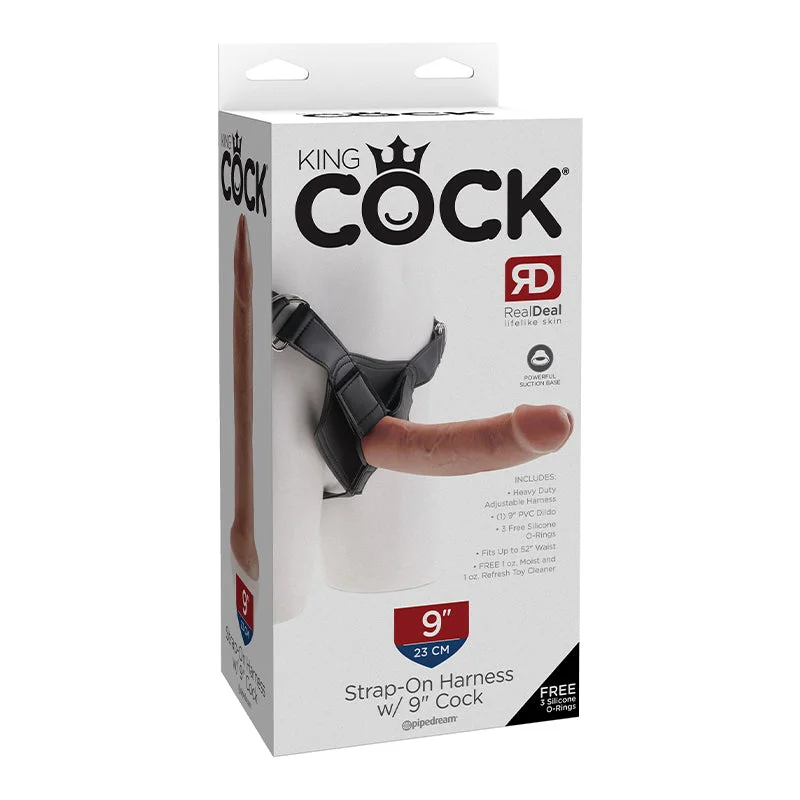 cock ring wet texture-King Cock Strap-on Harness W/ 9in Cock Tan