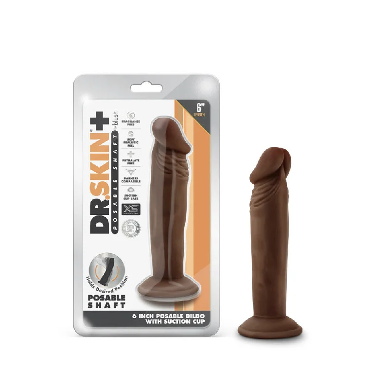 Penis-burning-Dr. Skin Plus 6" Posable Dildo Chocolate