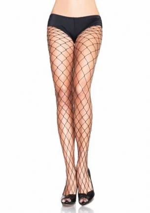 playful bunny outfit-Fence Net Pantyhose - One Size - Black