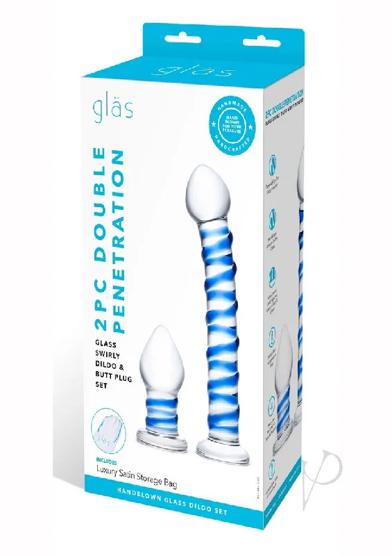 penis-sensitivity-improvement-guide-Swirly Dildo and Buttplug Set Clear/blue