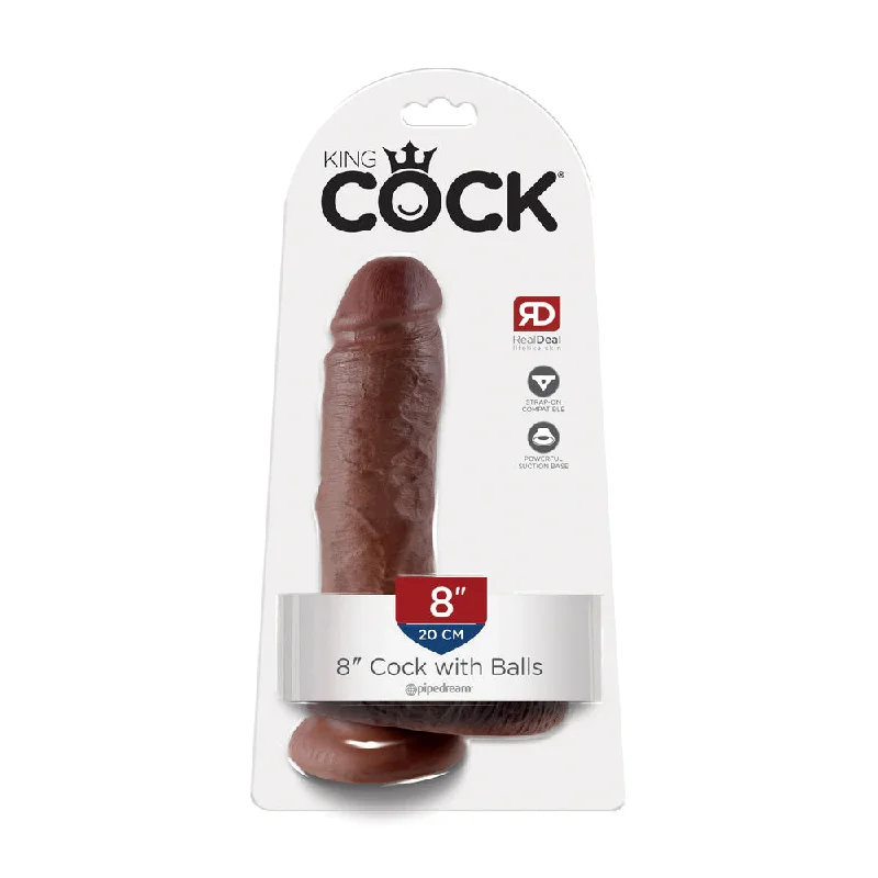 cock ring deep style-King Cock 8" Cock with Balls Brown