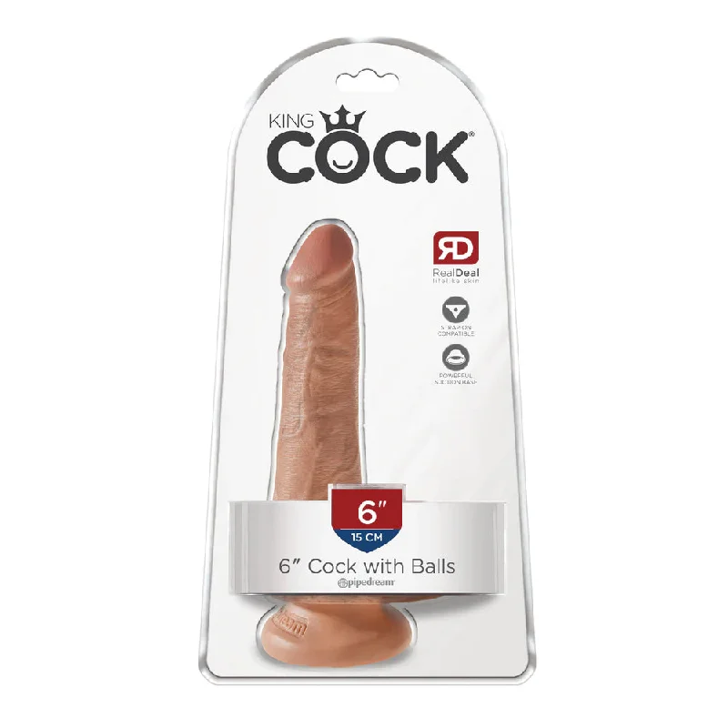 cock ring fine grip-King Cock 6" Cock With Balls Tan