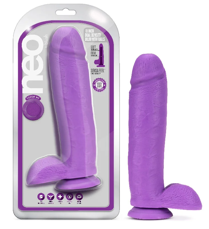 penis-discomfort-during-exercise-Neo - 10 Inch Dual Density Dildo - Neon Purple