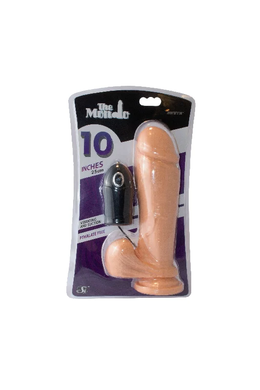 cock ring added grip-Si-30330 10in THICK COCK W/BALLS W/EGG & SUCTION-VANILLA