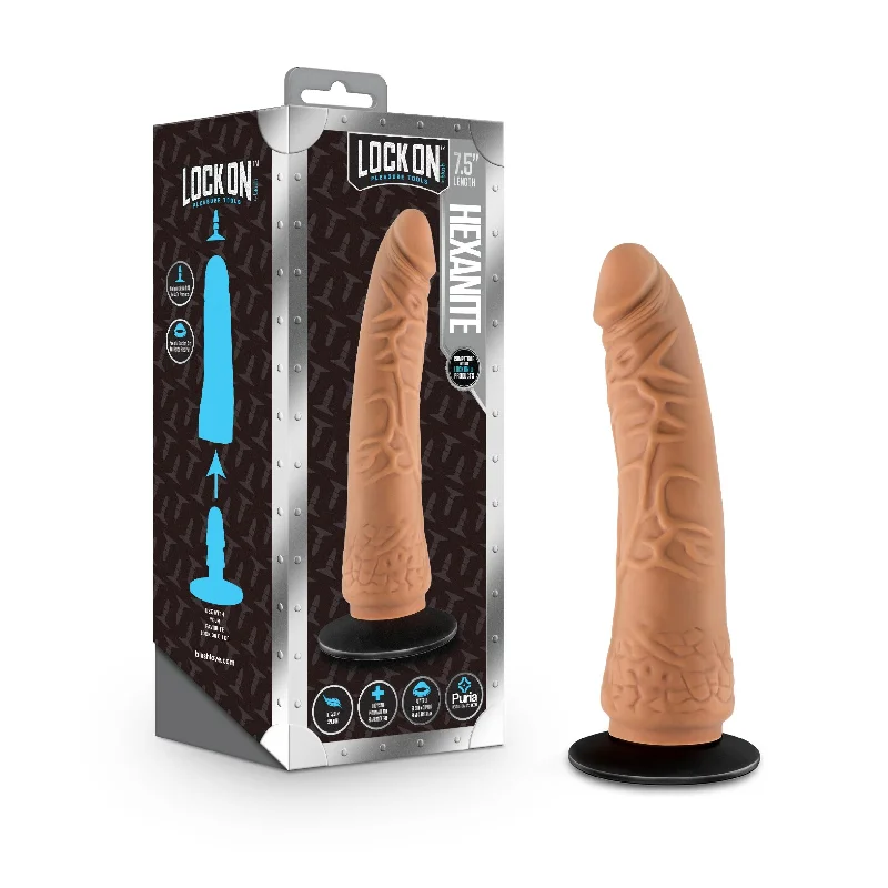 penis-strength-routine-quick-Lock on - Hexanite - 7.5 Inch Dildo With Suction  Cup Adapter - Mocha