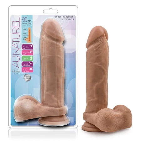 penis-wellness-tips-daily-Blush Au Naturel 9.5 in. Posable Dual Density Dildo with Balls & Suction Cup Tan