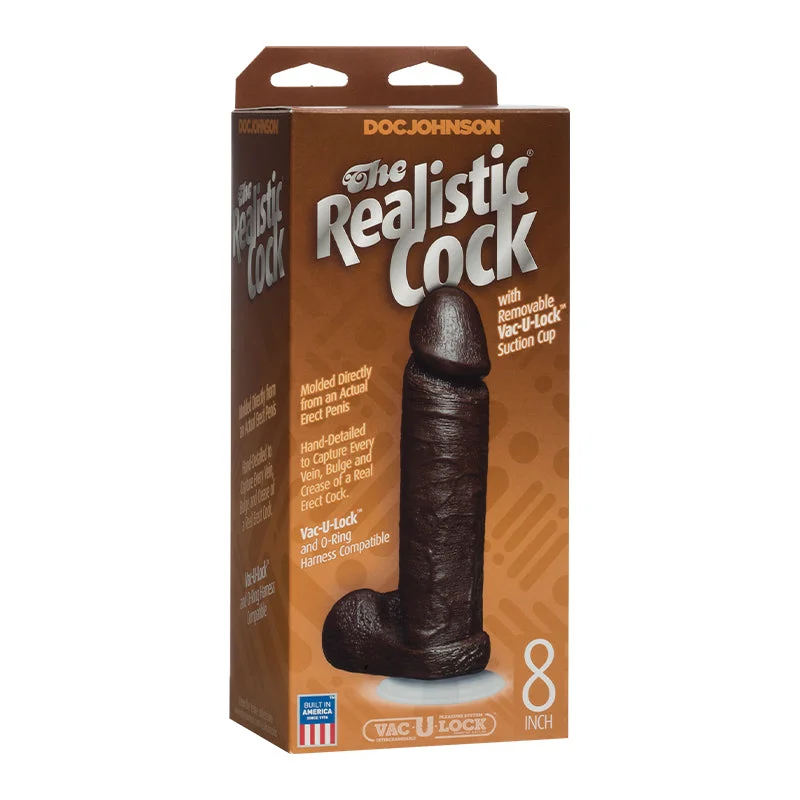 cock ring duo style-The Realistic Cock 8" - Brown