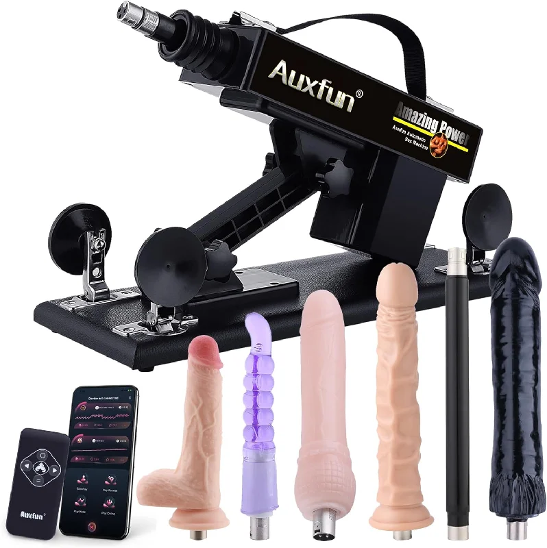 Penis-pitted-Hands Free Automatic Sex Machine with Remote Control & Graded Dildo, Thrusting Fuck Machine with 3XLR Connector