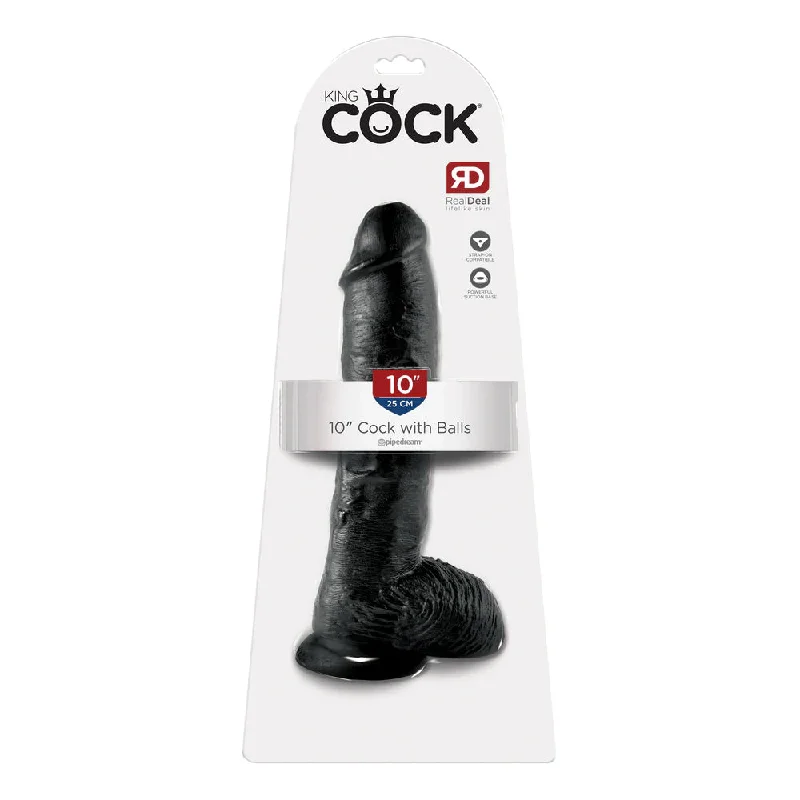 cock ring ultra texture-King Cock 10" Cock with Balls Black