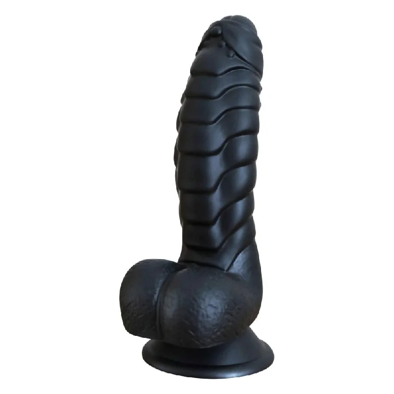 cock ring smooth comfort-Black Suction Cup Silicone Beaded Dinosaur Plug 6" |/| Huge Big BBC