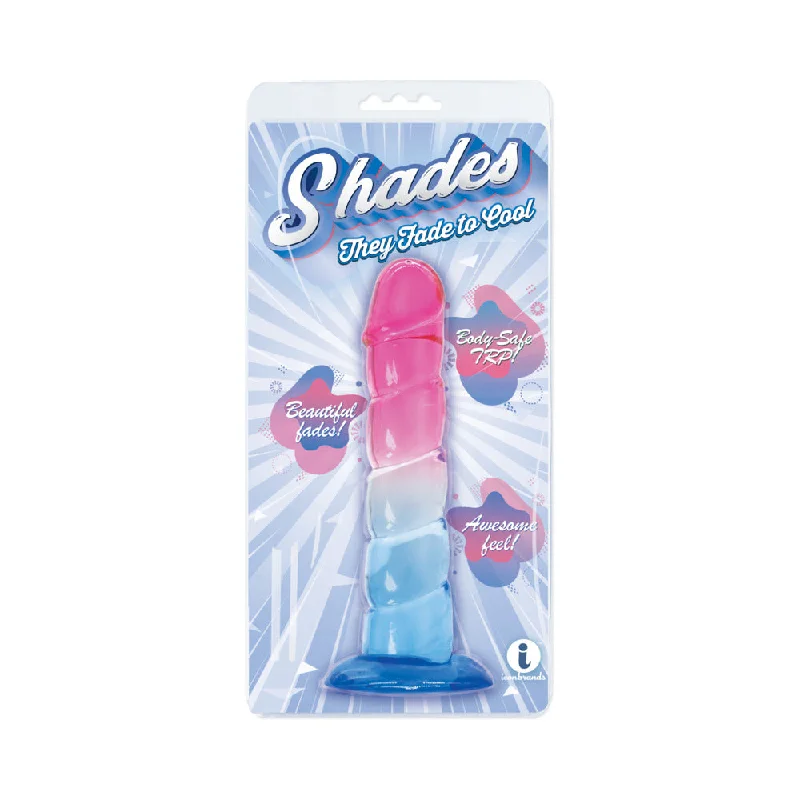 penis-pain-relief-natural-Shades Swirl 7.5 in. Dildo Pink/Blue