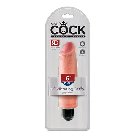 penis-surgery-alternatives-explored-Pipedream King Cock 6 in. Vibrating Stiffy Realistic Dildo Beige