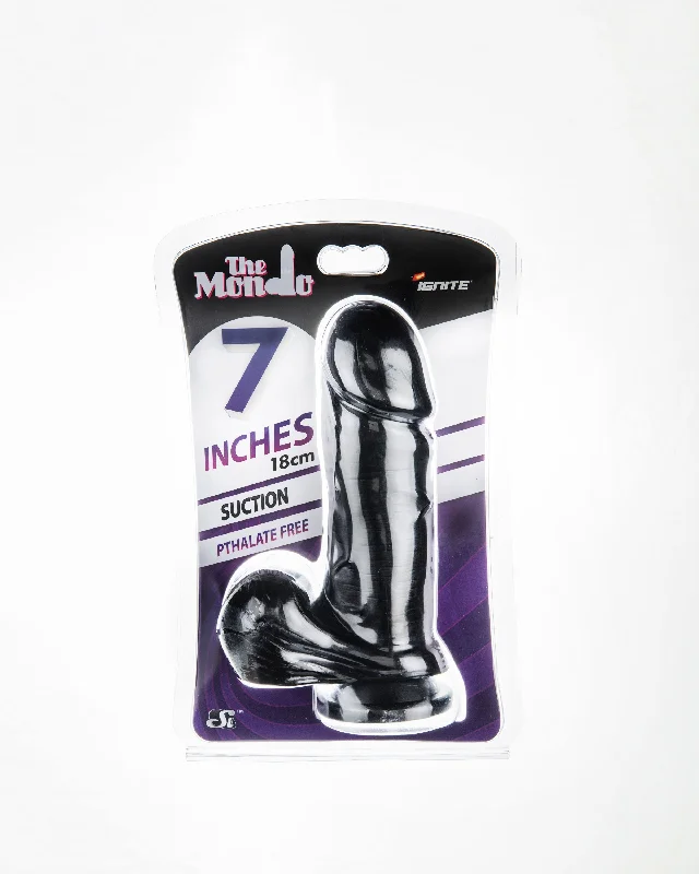 cock ring value grip-Si-30011 7in THICK COCK W/BALLS & SUCTION-BLACK