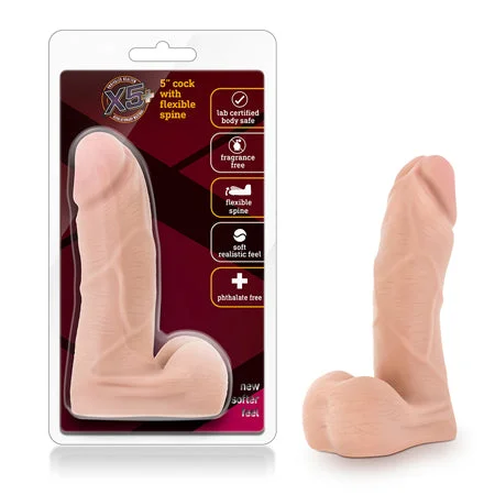 penis-vitamin-benefits-explained-Blush X5 Plus Realistic 5 in. Posable Dildo with Balls Beige