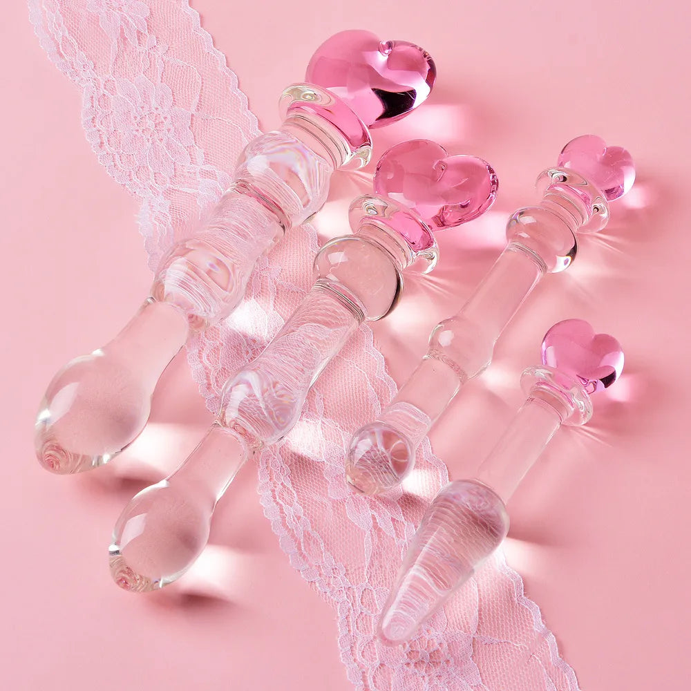 anal toys with fine tip-Crystal Glass Dildos Gay Sex Products Butt Plug Vaginal Anal Stimulation Beads Penis for Women anal plug Sex Toys