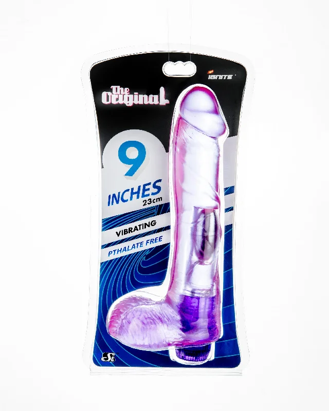 cock ring gentle feel-Si-20624 9in COCK W/BALLS W/VIBRATION-PURPLE