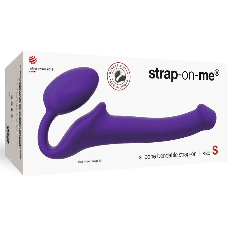 cock ring low design-Strap-On-Me Semi-Realistic Bendable Silicone Strap-On Purple S