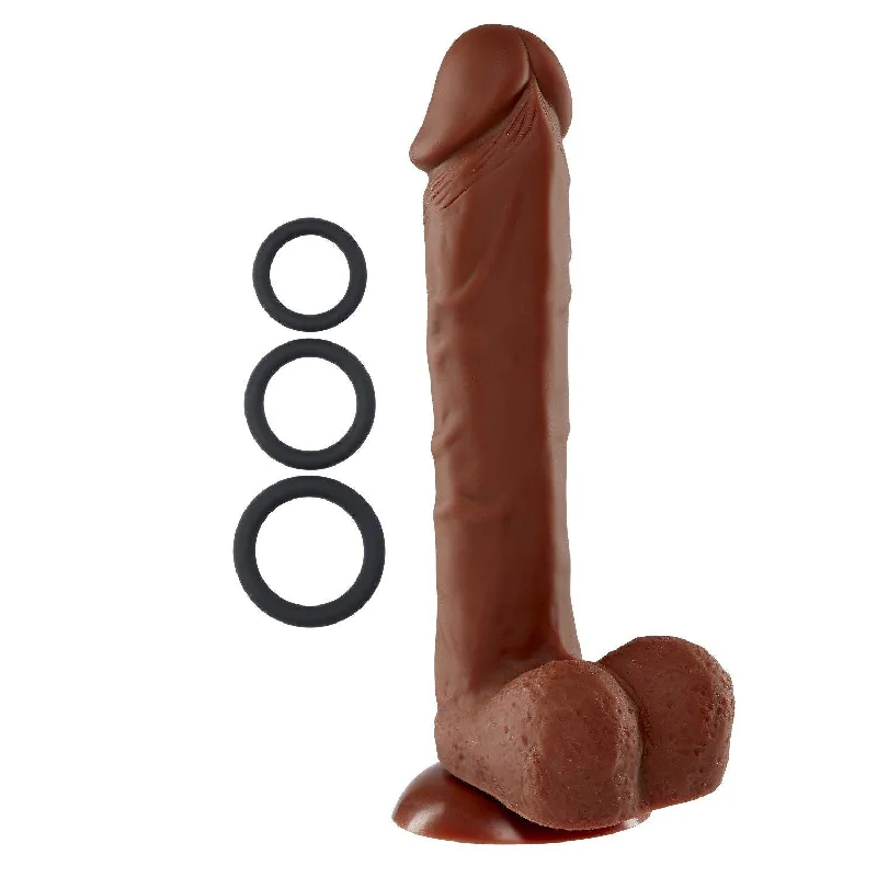 cock ring max comfort-9" Silicone Pro Odorless Dong - Brown