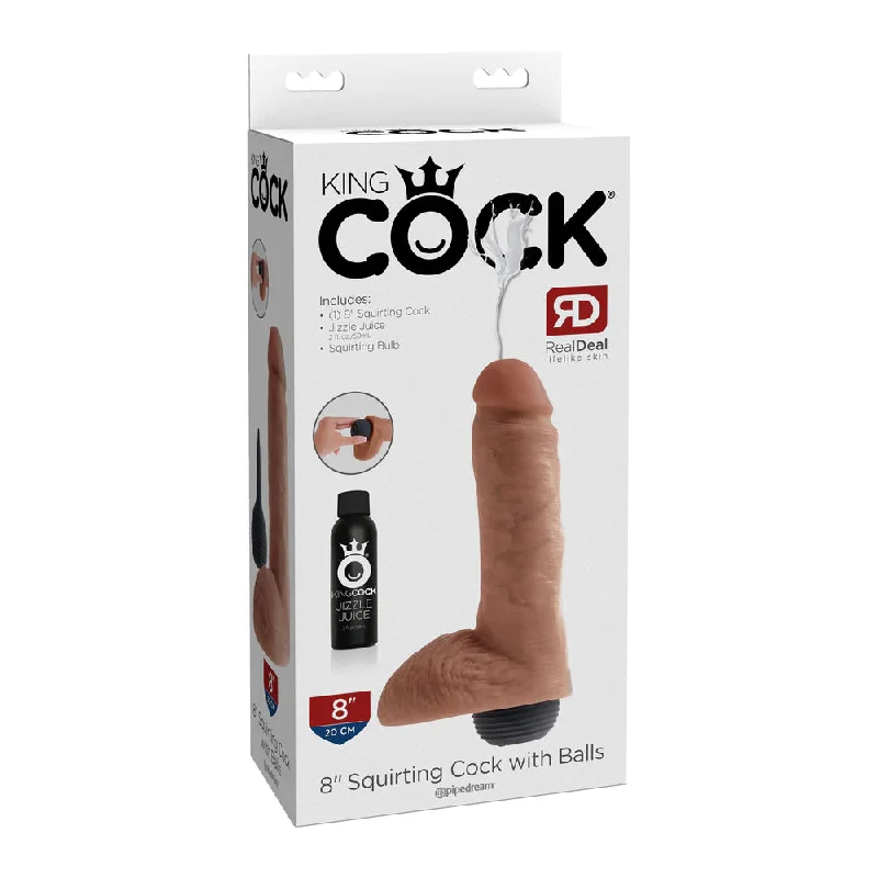 cock ring deluxe style-King Cock 8" Squirting Cock W/ Balls Tan