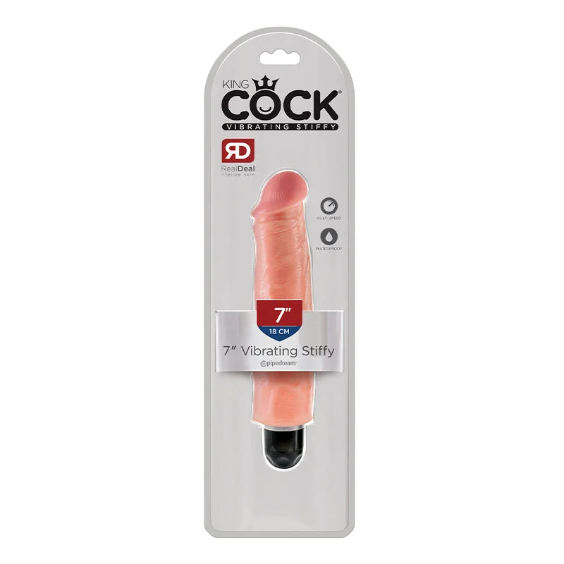 cock ring expert comfort-King Cock 7 inches Vibrating Stiffy Beige