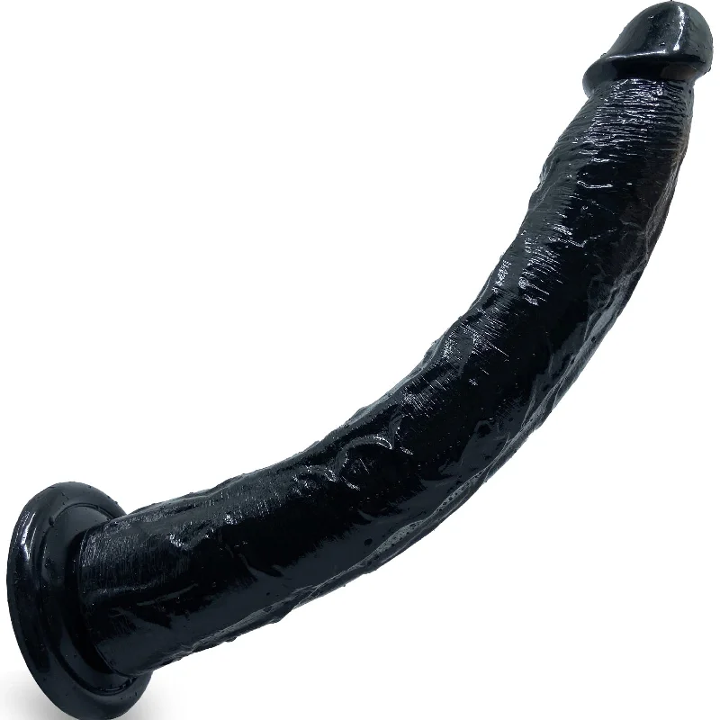 anal toys with glossy finish-Huge Black Dildo Butt Plug - 13-inch Long Strapless Realistic Anal Dildo Silicone Sex Toy