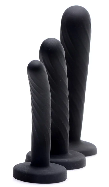 cock ring vivid feel-Black 3 Piece Silicone Strap-On Set