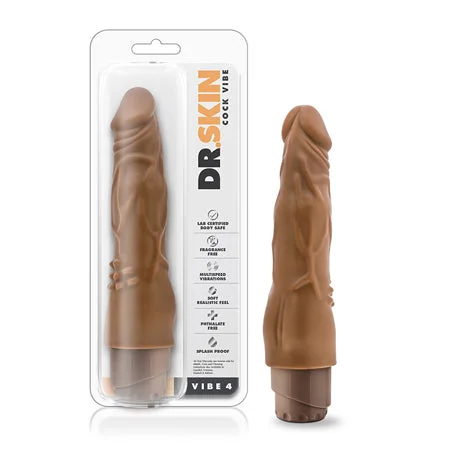 penis-hygiene-during-travel-Blush Dr. Skin Vibe 4 Realistic 8 in. Vibrating Dildo Tan