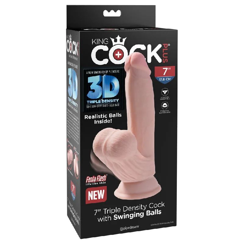 cock ring tight comfort-King Cock Plus 7" Triple Density Cock With Swinging Balls