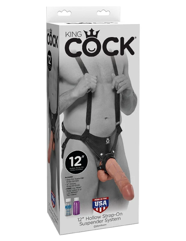 cock ring sensation grip-King Cock 12" Hollow Strap-on Suspender System -  Flesh