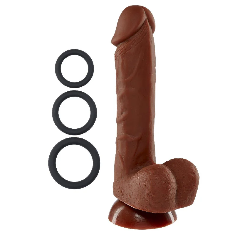 cock ring cozy comfort-7" Silicone Pro Odorless Dong - Brown