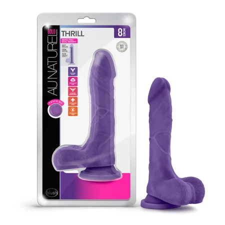 penis-health-monitoring-guide-Blush Au Naturel Bold Thrill 8.5 in. Posable Dual Density Dildo with Balls & Suction Cup Purple