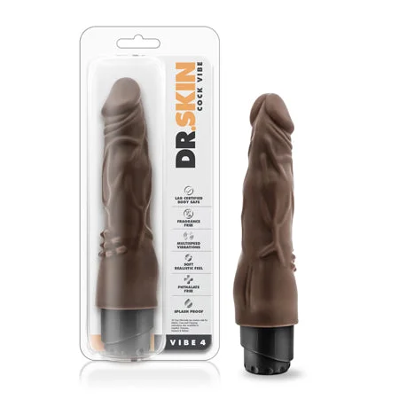 penis-blood-flow-foods-Blush Dr. Skin Vibe 4 Realistic 8 in. Vibrating Dildo Brown