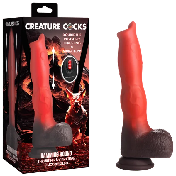 penis-moisturizer-reviews-natural-Creature Cocks - Ramming Hound Thrusting & Vibrating Silicone Dildo - Red