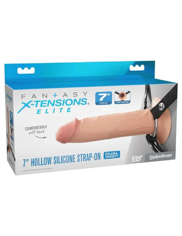 cock ring solid style-Fantasy X-Tensions Elite 7 inches Silicone Hollow Strap Dual Density Light