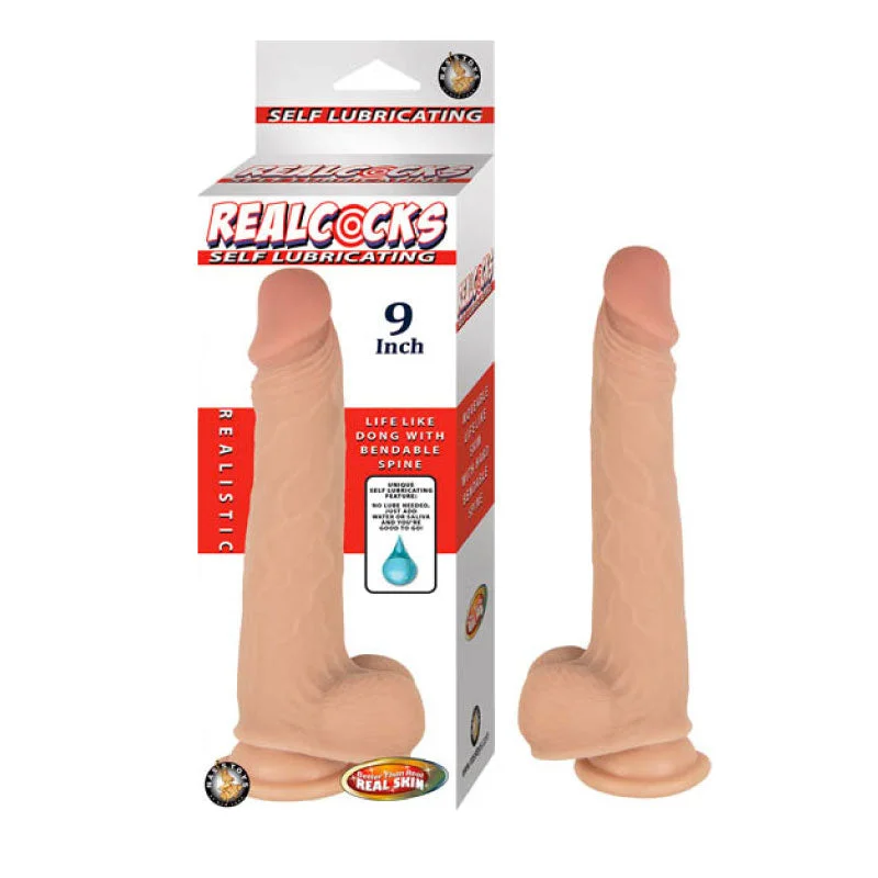 cock ring striking comfort-Realcocks Self Lubricating 9"-flesh