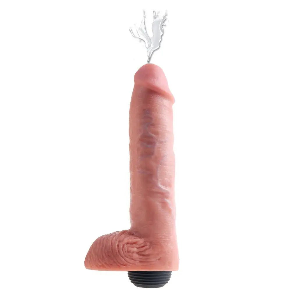 Penis-inflamed-11-inch Realistic Massive Flesh Pink Squirting Penis Dildo with Balls