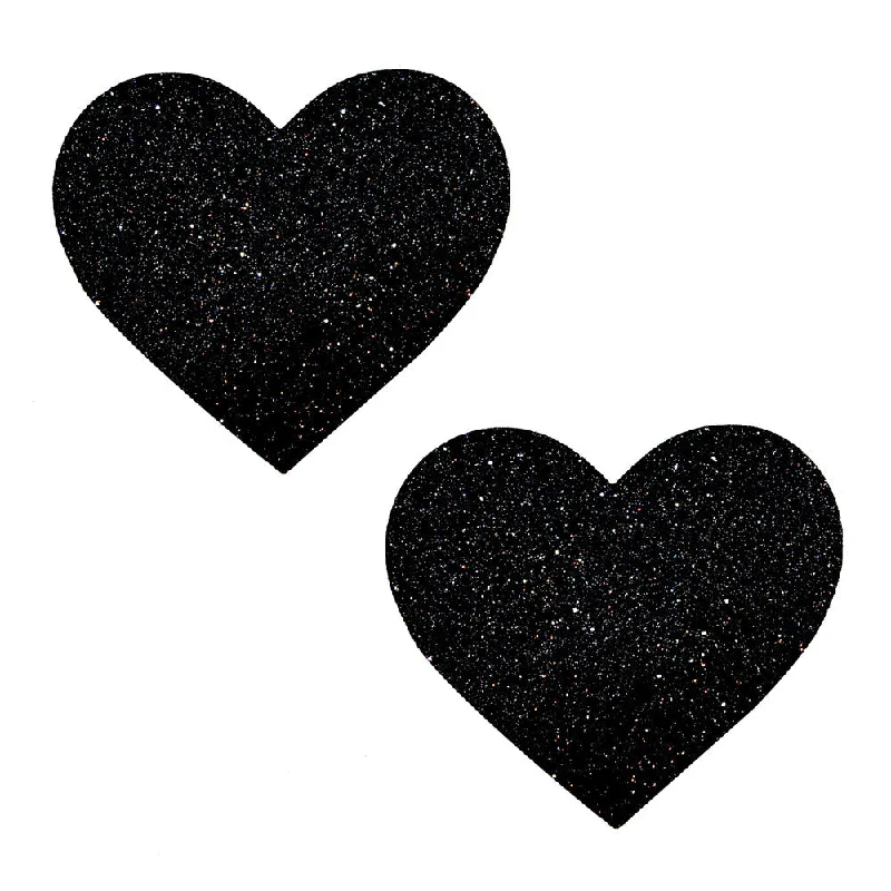 men’s wool boxers-Black Malice Glitter I Heart U Nipztix Pasties