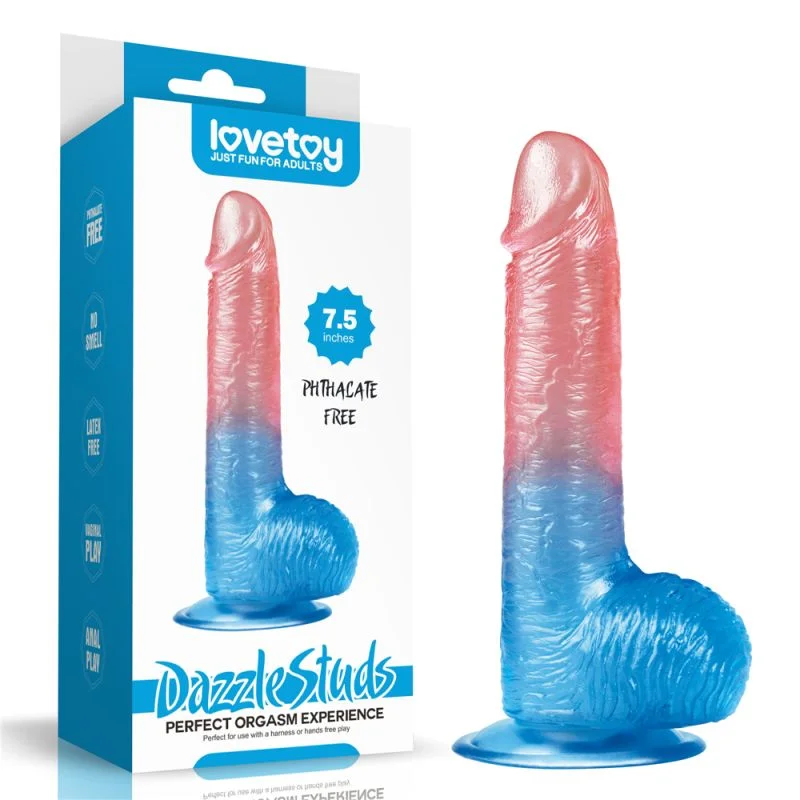 penis-fitness-routine-quick-Dazzle Studs - Dildo 7.5" - Pink/Blue