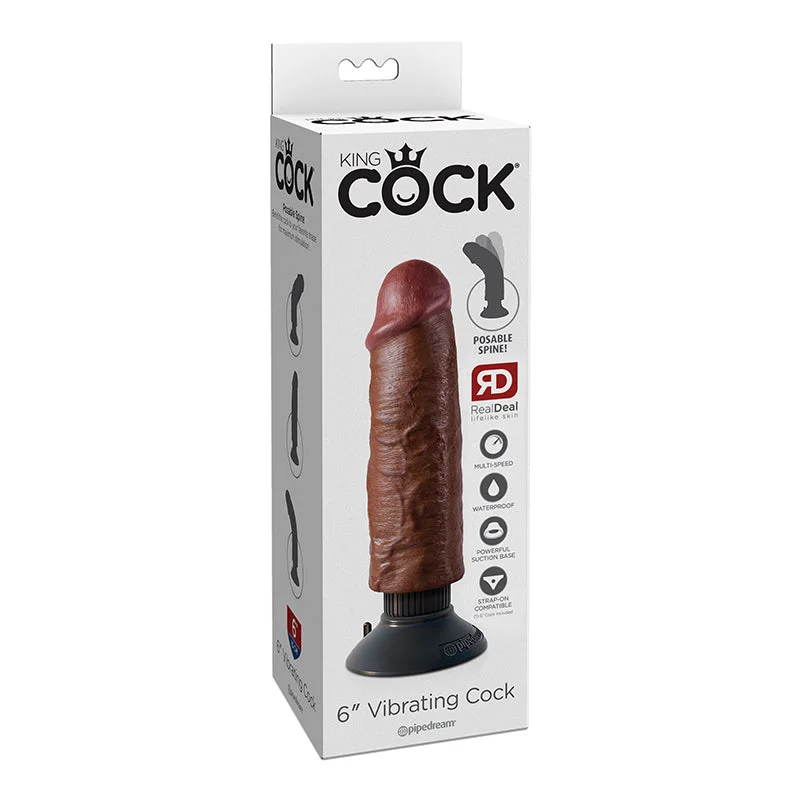 cock ring neat design-King Cock 6in Vibrating Cock Brown