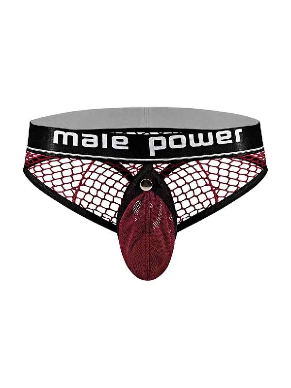 convertible strap bra-Cock Pit Net Cock Ring Thong - S/ M - Burgundy