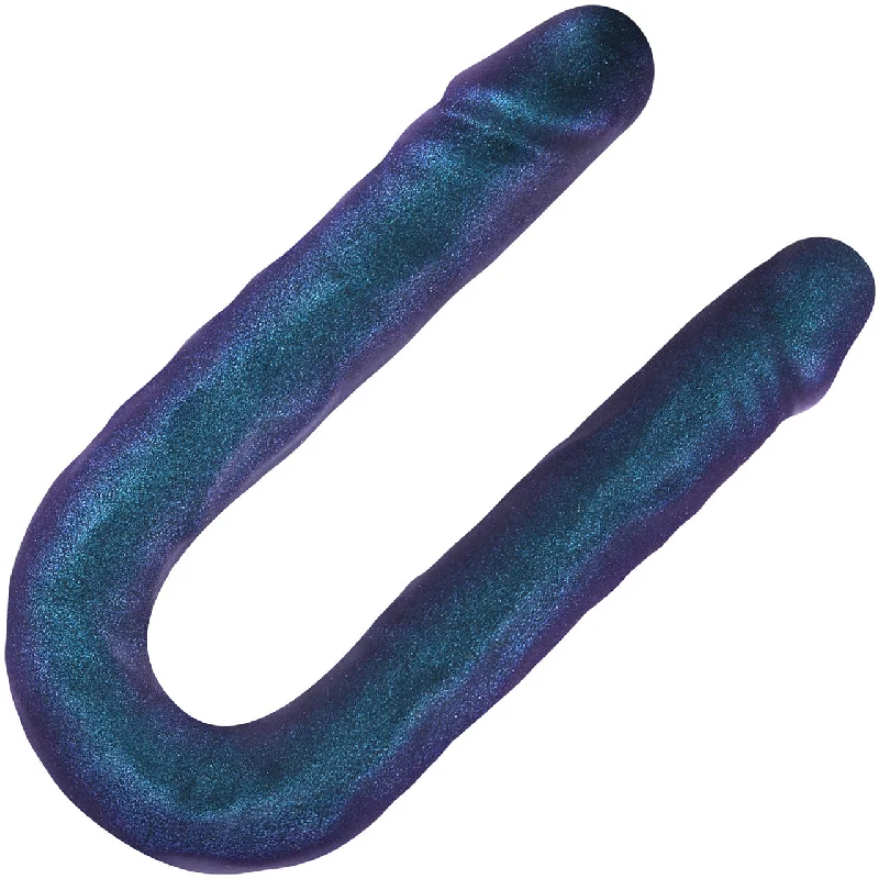 penis-size-and-comfort-Strap-on-Me Double Dong Realistic Silicone Double Dildo - Metallic Blue