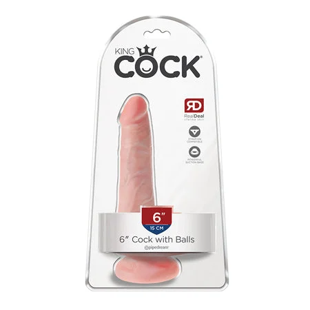 penis-stretching-routines-daily-Pipedream King Cock 6 in. Cock With Balls Realistic Suction Cup Dildo Beige