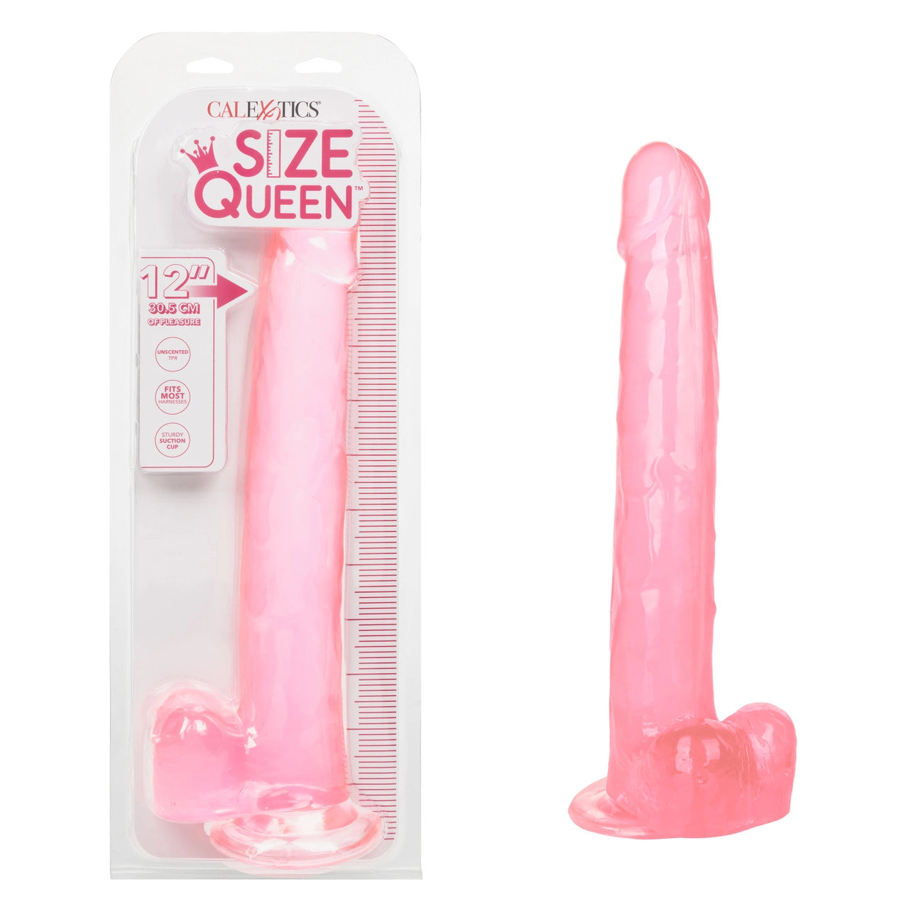 penis-hygiene-products-natural-Calexotics SIZE QUEEN Flexible Dildo with Suction Cup 12 inch Pink