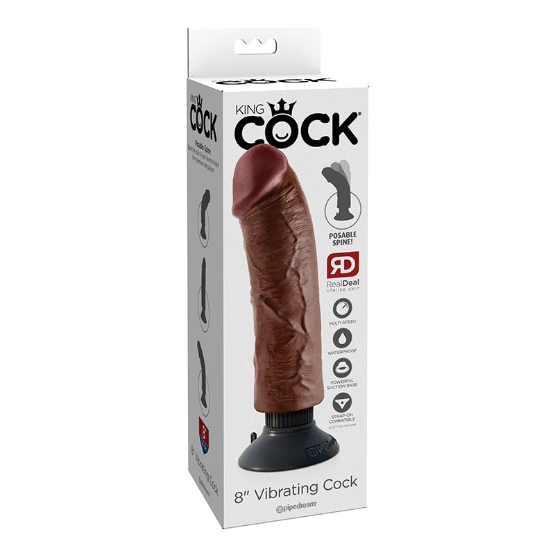 cock ring instant comfort-King Cock 8in Vibrating Cock Brown