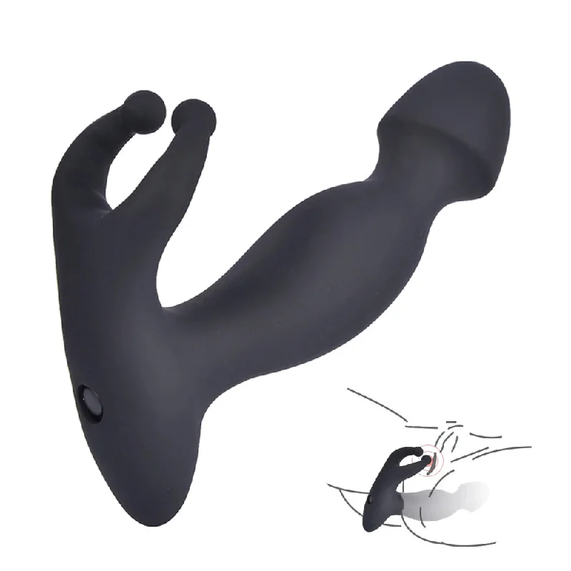 anal toys with cushioned tip-Vibrating Anal Plug Prostate Massager - Clit Clamp Cock Ring Couple Sex Toy