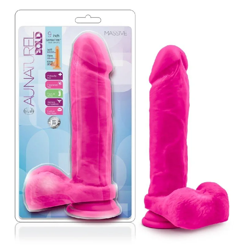 anal toys for newbie comfort-Au Naturel Bold Massive 9in Dildo Pink